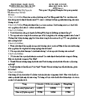 Bộ đề thi học sinh giỏi môn Địa lý Lớp 8 - Năm học 2018-2019 - Bùi Thị Xuyên